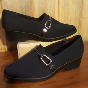 White Stag Black Fabric Loafers 8